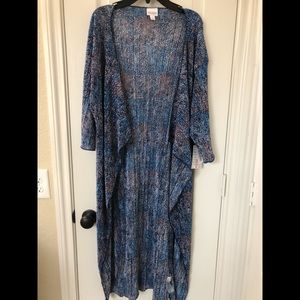 Lularoe Small Shirley Kimono Blue Pink White Dots
